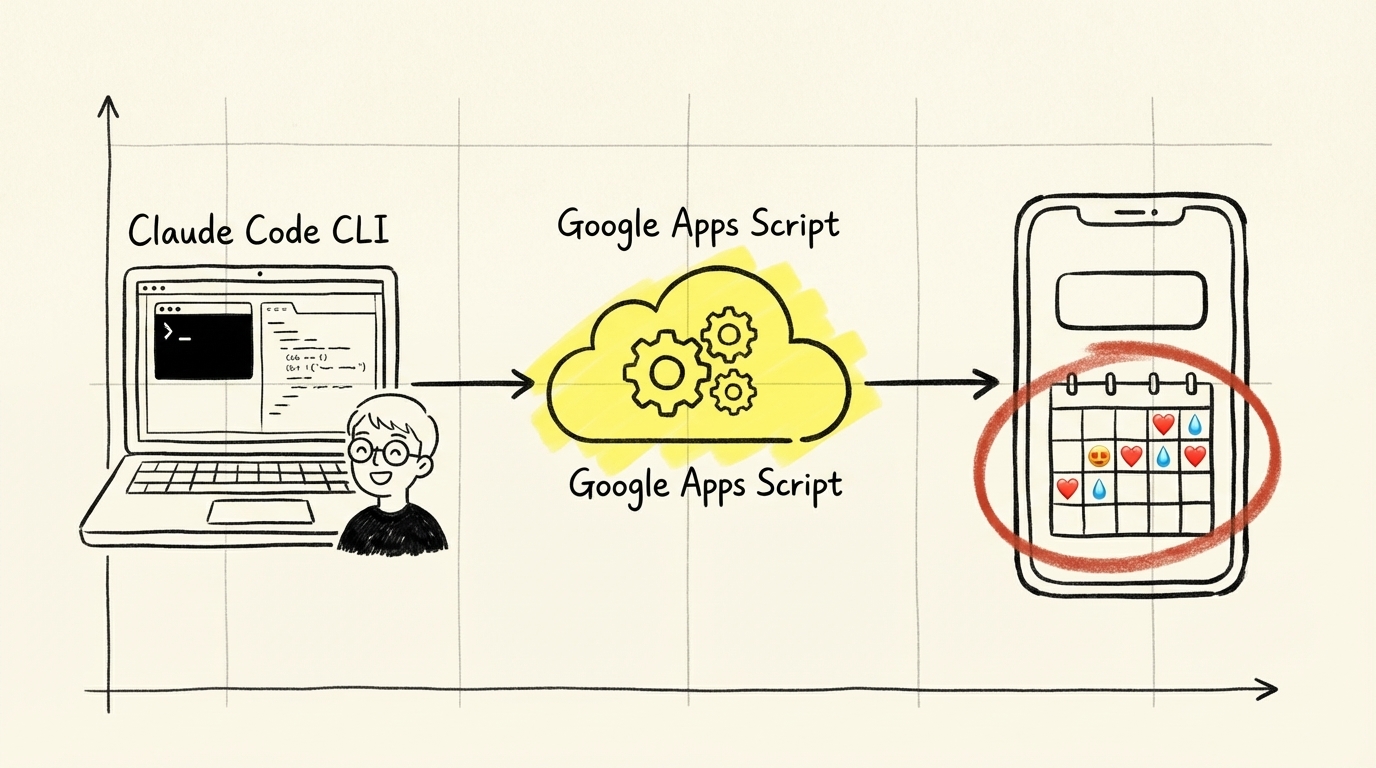 Claude Code CLI에서 Apps Script를 거쳐 Google Calendar로 이어지는 흐름